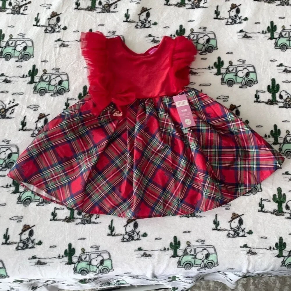 Barbie plaid toddler girl Christmas holiday party dress size 4T new with tags